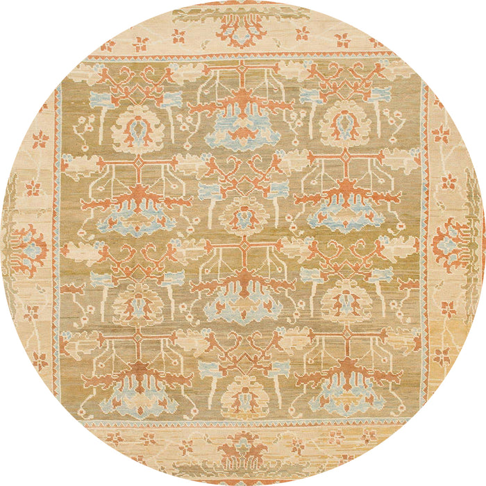Round Machine Washable Abstract Orange Rug, wshabs1227