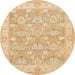 Round Machine Washable Abstract Orange Rug, wshabs1227