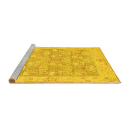 Sideview of Machine Washable Abstract Yellow Modern Rug, wshabs1227yw