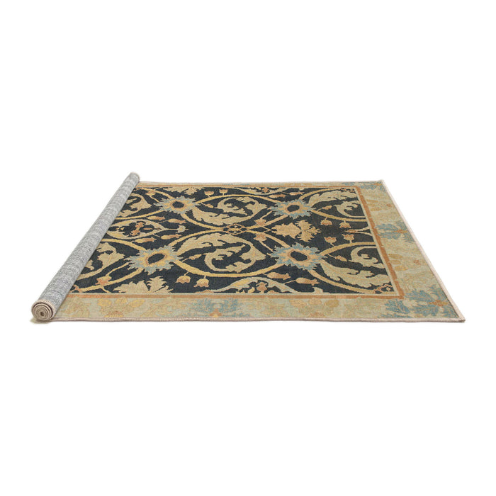 Sideview of Machine Washable Abstract Yellow Rug, wshabs1228