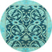 Round Abstract Light Blue Modern Rug, abs1228lblu