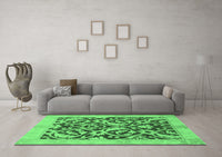 Machine Washable Abstract Emerald Green Modern Rug, wshabs1228emgrn