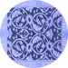 Round Abstract Blue Modern Rug, abs1228blu