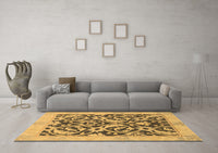 Machine Washable Abstract Brown Modern Rug, wshabs1228brn