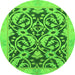 Round Abstract Green Modern Rug, abs1228grn