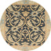 Round Abstract Yellow Modern Rug, abs1228