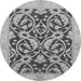 Round Machine Washable Abstract Gray Modern Rug, wshabs1228gry