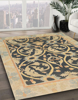 Abstract Yellow Modern Rug in Family Room, abs1228