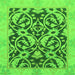 Square Abstract Green Modern Rug, abs1228grn