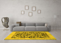 Machine Washable Abstract Yellow Modern Rug, wshabs1228yw