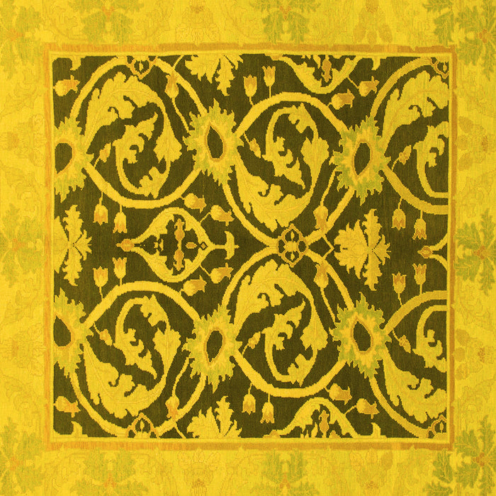 Square Abstract Yellow Modern Rug, abs1228yw