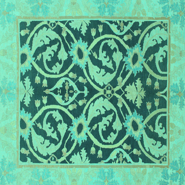 Square Abstract Turquoise Modern Rug, abs1228turq
