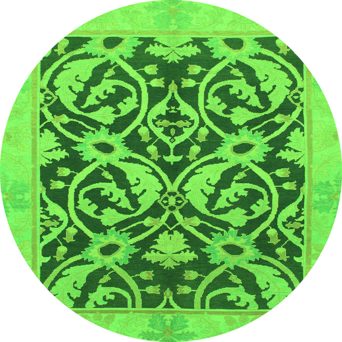 Round Machine Washable Abstract Green Modern Area Rugs, wshabs1228grn
