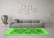 Machine Washable Abstract Green Modern Area Rugs in a Living Room,, wshabs1228grn