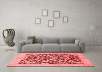 Machine Washable Abstract Red Modern Rug, wshabs1228red