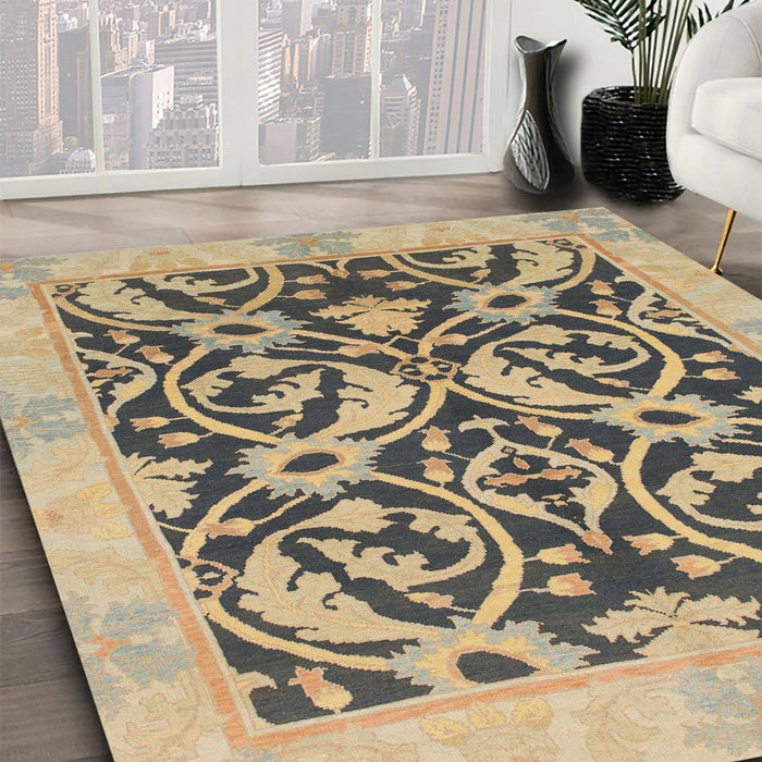 Abstract Yellow Modern Rug in Family Room, abs1228