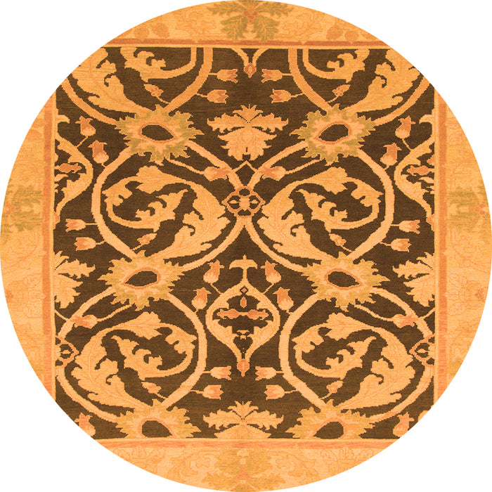 Round Machine Washable Abstract Orange Modern Area Rugs, wshabs1228org