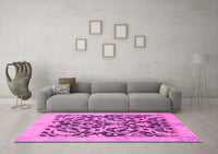 Machine Washable Abstract Pink Modern Rug, wshabs1228pnk