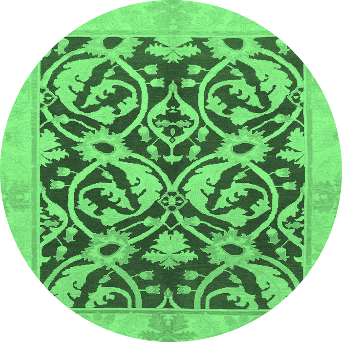 Round Abstract Emerald Green Modern Rug, abs1228emgrn