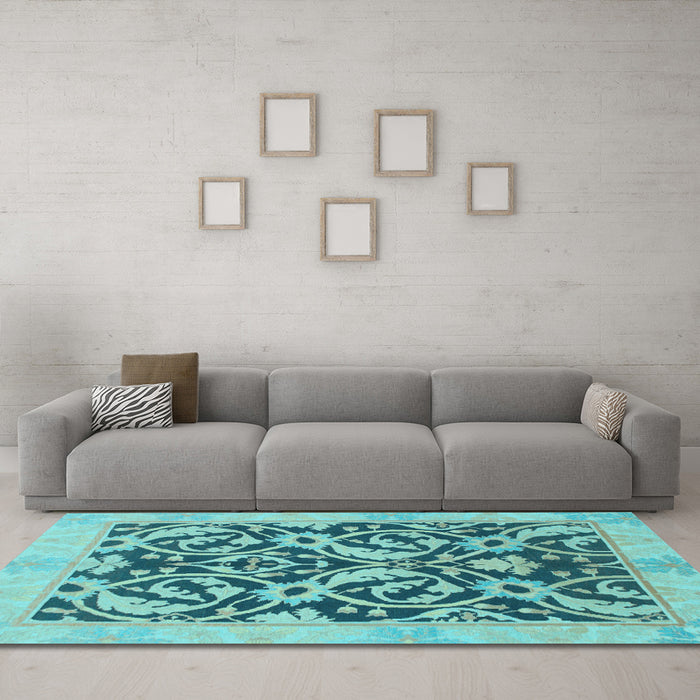 Machine Washable Abstract Light Blue Modern Rug in a Living Room, wshabs1228lblu