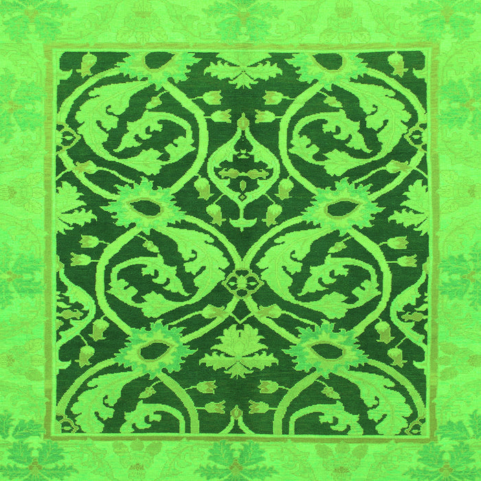 Square Machine Washable Abstract Green Modern Area Rugs, wshabs1228grn