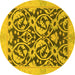 Round Abstract Yellow Modern Rug, abs1228yw