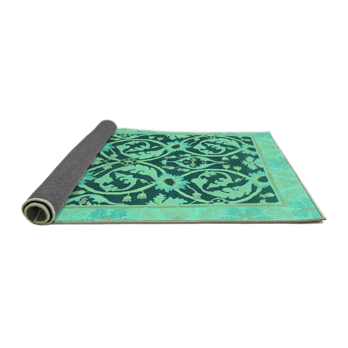 Sideview of Abstract Turquoise Modern Rug, abs1228turq