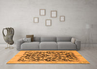 Machine Washable Abstract Orange Modern Rug, wshabs1228org