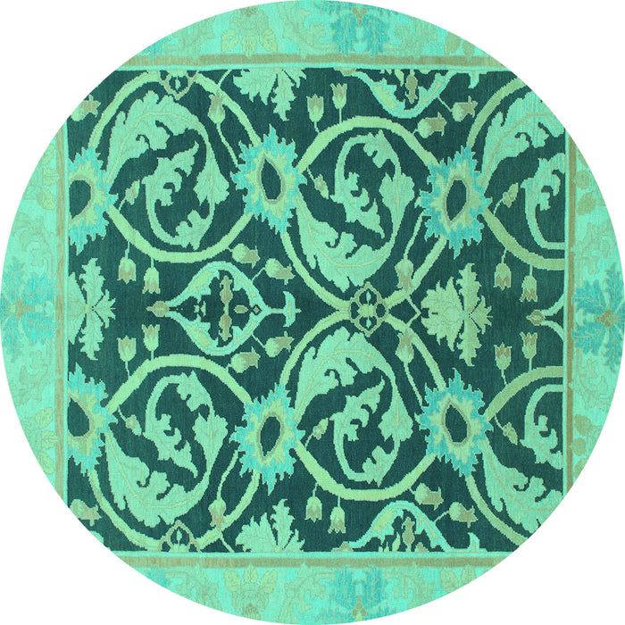 Round Abstract Turquoise Modern Rug, abs1228turq