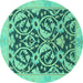 Round Abstract Turquoise Modern Rug, abs1228turq