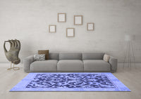 Machine Washable Abstract Blue Modern Rug, wshabs1228blu