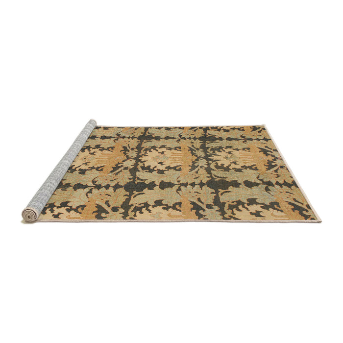 Sideview of Machine Washable Abstract Metallic Gold Rug, wshabs1229