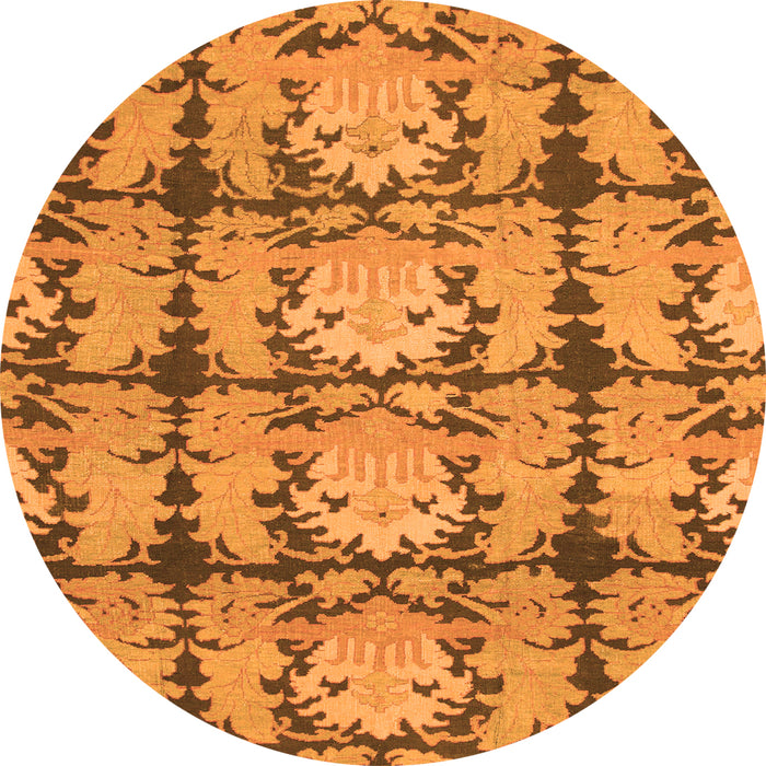 Round Machine Washable Abstract Orange Modern Area Rugs, wshabs1229org