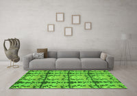 Machine Washable Abstract Green Modern Rug, wshabs1229grn