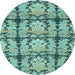 Round Abstract Light Blue Modern Rug, abs1229lblu