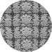 Round Abstract Gray Modern Rug, abs1229gry