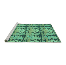 Sideview of Machine Washable Abstract Turquoise Modern Area Rugs, wshabs1229turq