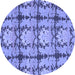 Round Machine Washable Abstract Blue Modern Rug, wshabs1229blu