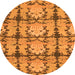 Round Abstract Orange Modern Rug, abs1229org