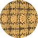 Round Machine Washable Abstract Brown Modern Rug, wshabs1229brn