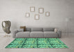 Machine Washable Abstract Turquoise Modern Area Rugs in a Living Room,, wshabs1229turq