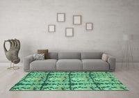 Machine Washable Abstract Turquoise Modern Rug, wshabs1229turq