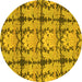 Round Abstract Yellow Modern Rug, abs1229yw