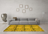 Machine Washable Abstract Yellow Modern Rug, wshabs1229yw