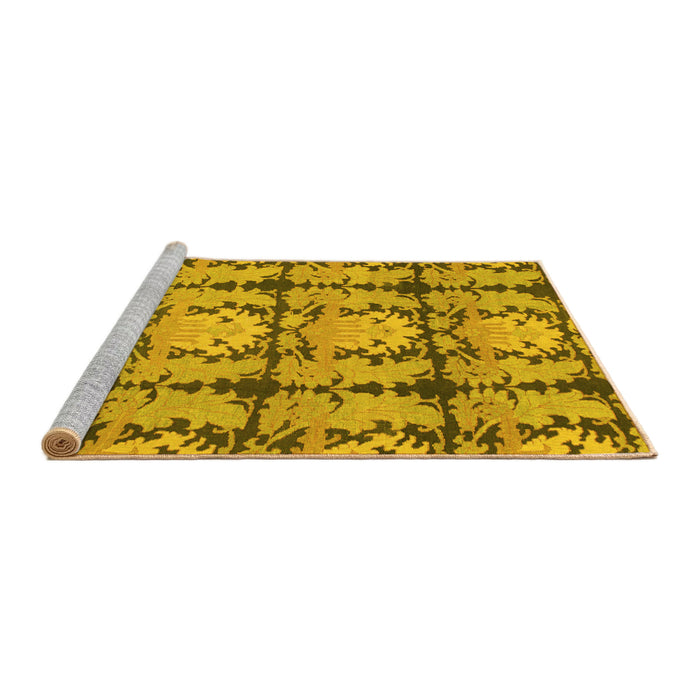 Sideview of Machine Washable Abstract Yellow Modern Rug, wshabs1229yw