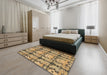 Machine Washable Abstract Metallic Gold Rug in a Bedroom, wshabs1229