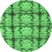 Round Abstract Emerald Green Modern Rug, abs1229emgrn