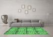 Machine Washable Abstract Emerald Green Modern Area Rugs in a Living Room,, wshabs1229emgrn