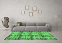 Machine Washable Abstract Emerald Green Modern Rug, wshabs1229emgrn