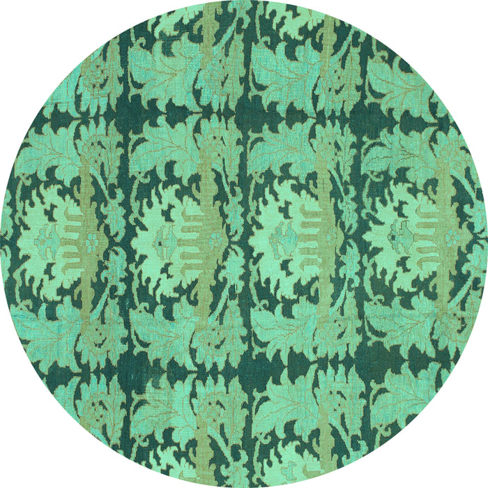 Round Abstract Turquoise Modern Rug, abs1229turq